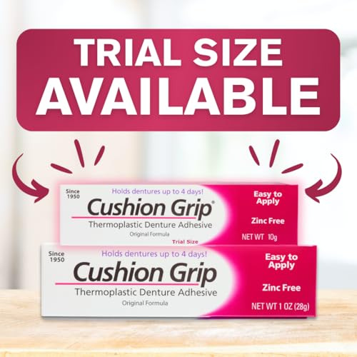 Adhesivo para Dentaduras Cushion Grip, Tamaño de Viaje 0.35 oz (Paquete de 3) - Ajusta y Refuerza Dentaduras Sueltas hasta por 4 Días | Fórmula - imagen 2