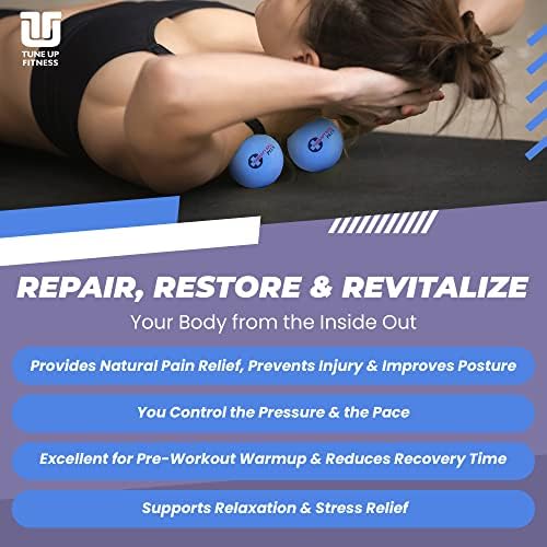 Tune Up Fitness – Par de Pelotas de Terapia PLUS en Tote | Pelotas de Masaje para Liberación Miofascial | Alivio de Dolor de Cuello, Espalda Baja, - imagen 2