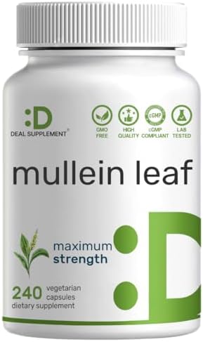DEAL SUPPLEMENT Extracto de Hoja de Mullein 240 Cápsulas Veganas – Suministro para 4 Meses – Sin OGM, Vegano - imagen 1