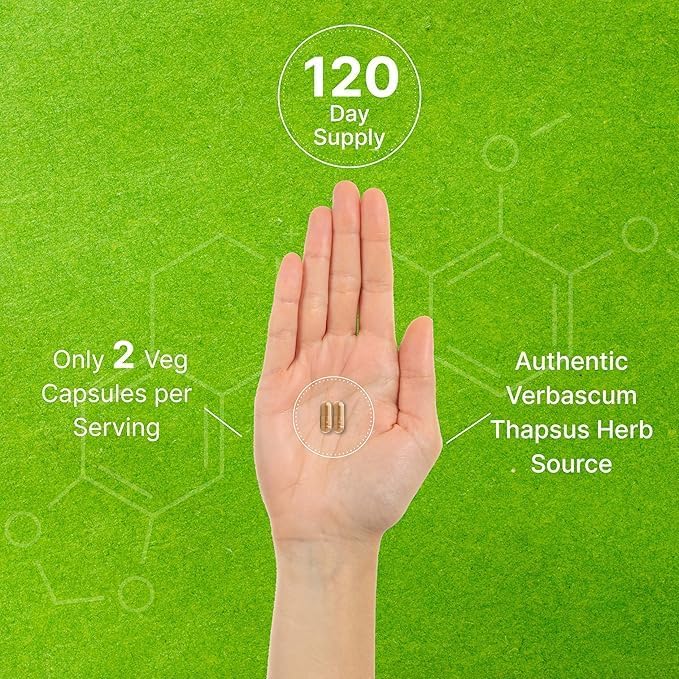 DEAL SUPPLEMENT Extracto de Hoja de Mullein 240 Cápsulas Veganas – Suministro para 4 Meses – Sin OGM, Vegano - imagen 3