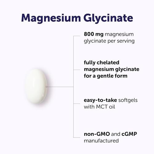Suplemento de Magnesio Glicinato Micro Ingredients 800 mg, 240 Cápsulas Blandas | Magnesio Quelado con Aceite MCT | Sin OGM, Sin Gluten, Sin Soja - imagen 2