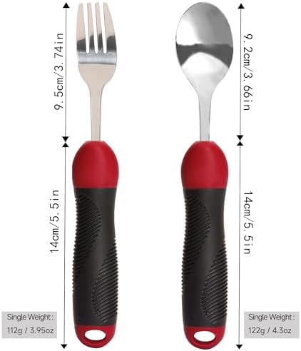 Juego de Cubiertos Adaptativos con Cucharas y Tenedores Pesados para Temblor de Manos y Parkinson | Ayudas Antideslizantes para Artritis, Personas - imagen 4
