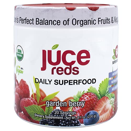 Terra Kai Organics JUCE Reds Polvo Orgánico de Superalimento - Sabor Berry del Jardín | Polvo de Frutas y Verduras con 64 Superalimentos para Impulso - imagen 3