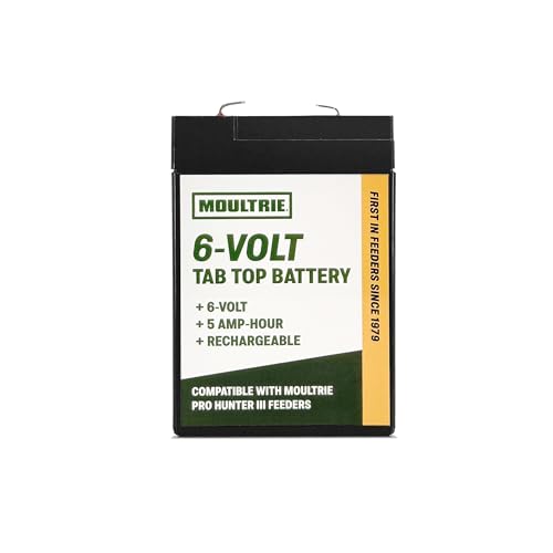 Batería Moultrie de 6 Voltios Tab Top - Diseñada para Alimentadores Pro Hunter 3 Series - 5 Amp-Hora - Recargable - imagen 2