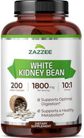 Extracto de Frijol Blanco Zazzee 10:1, 1800 mg por Porción, 200 Cápsulas Veganas, Suministro de 2+ Meses, Soporte Digestivo, 100% Vegetariano, No - imagen 1