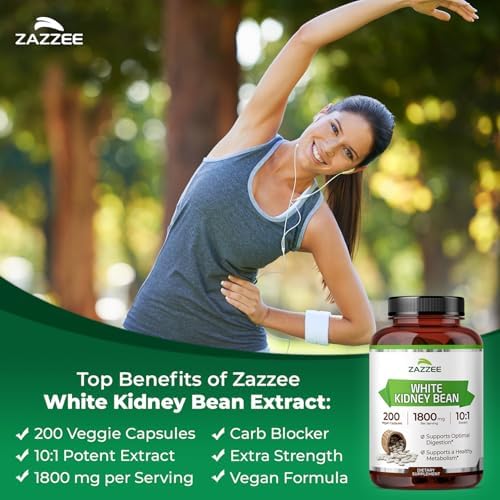 Extracto de Frijol Blanco Zazzee 10:1, 1800 mg por Porción, 200 Cápsulas Veganas, Suministro de 2+ Meses, Soporte Digestivo, 100% Vegetariano, No - imagen 3