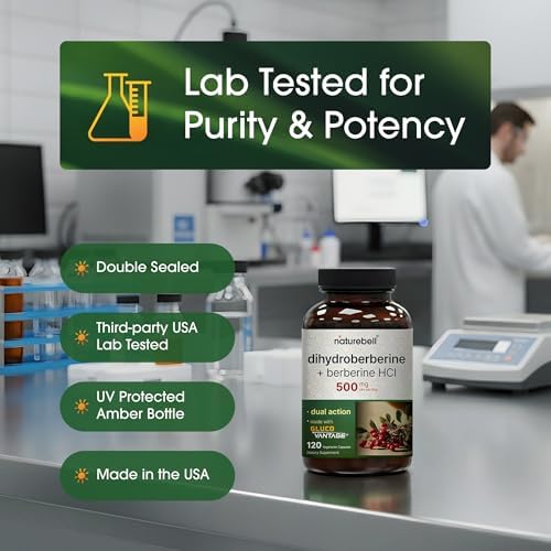 NatureBell Dihidroberberina con Berberina HCl - 120 Cápsulas Vegetarianas - Complejo de 500mg para Alta Absorción - Apoyo para Azúcar y Salud - imagen 5