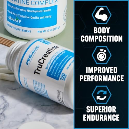 PEScience TruCreatine Cápsulas de Creatina, Creapure Monohidrato, 3g por Porción, 120 Cápsulas para Hombres y Mujeres, Apoya Crecimiento Muscular y - imagen 2