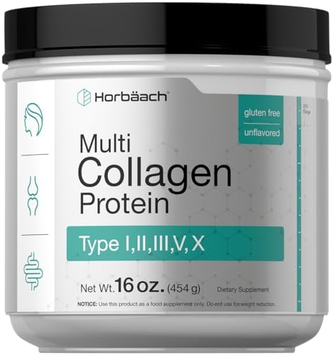 Horbäach Polvo de Proteína de Colágeno Multi 16 oz | Tipo I, II, III, V, X | Sin Sabor | Suplemento No GMO y Sin Gluten para Hombres y Mujeres - imagen 1