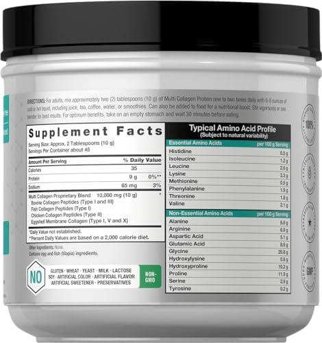 Horbäach Polvo de Proteína de Colágeno Multi 16 oz | Tipo I, II, III, V, X | Sin Sabor | Suplemento No GMO y Sin Gluten para Hombres y Mujeres - imagen 2