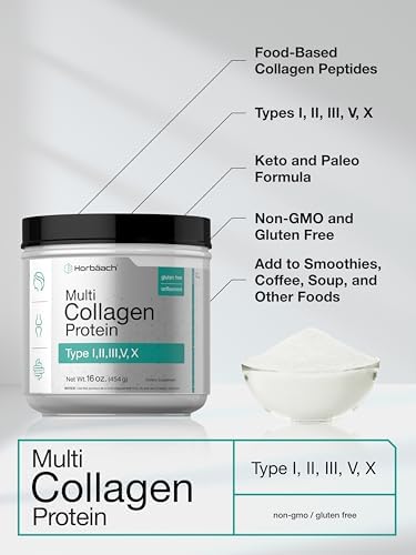 Horbäach Polvo de Proteína de Colágeno Multi 16 oz | Tipo I, II, III, V, X | Sin Sabor | Suplemento No GMO y Sin Gluten para Hombres y Mujeres - imagen 4