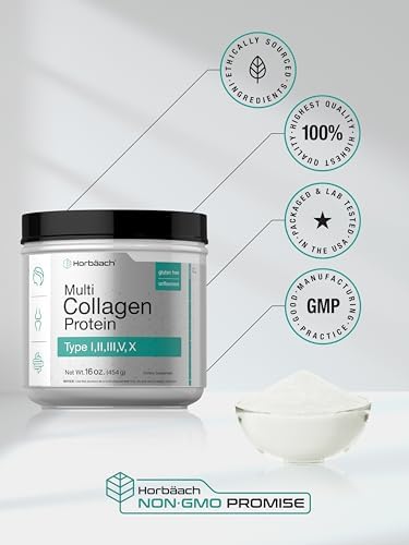 Horbäach Polvo de Proteína de Colágeno Multi 16 oz | Tipo I, II, III, V, X | Sin Sabor | Suplemento No GMO y Sin Gluten para Hombres y Mujeres - imagen 6