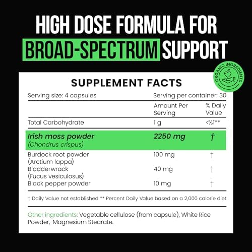 Cápsulas de Musgo Marino Irlandés Orgánico VitaRaw 2400 mg - Suplemento Herbal Avanzado para Inmunidad, Articulaciones y Salud Digestiva - imagen 2