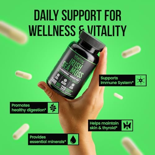Cápsulas de Musgo Marino Irlandés Orgánico VitaRaw 2400 mg - Suplemento Herbal Avanzado para Inmunidad, Articulaciones y Salud Digestiva - imagen 3