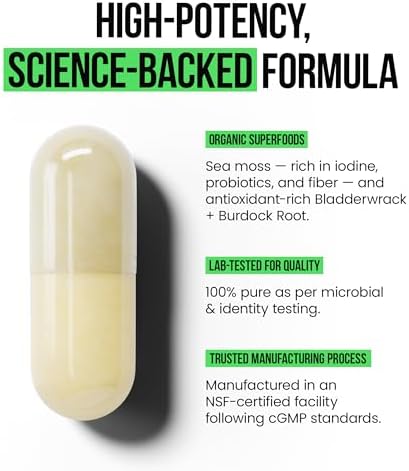 Cápsulas de Musgo Marino Irlandés Orgánico VitaRaw 2400 mg - Suplemento Herbal Avanzado para Inmunidad, Articulaciones y Salud Digestiva - imagen 4