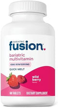 Multivitamínico Bariátrico Fusion con Hierro | Vitaminas Sin Azúcar para Manga Gástrica y Bypass Gástrico | Sabor a Frutos Rojos | 60 Tabletas de - imagen 1