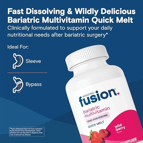 Multivitamínico Bariátrico Fusion con Hierro | Vitaminas Sin Azúcar para Manga Gástrica y Bypass Gástrico | Sabor a Frutos Rojos | 60 Tabletas de - imagen 2