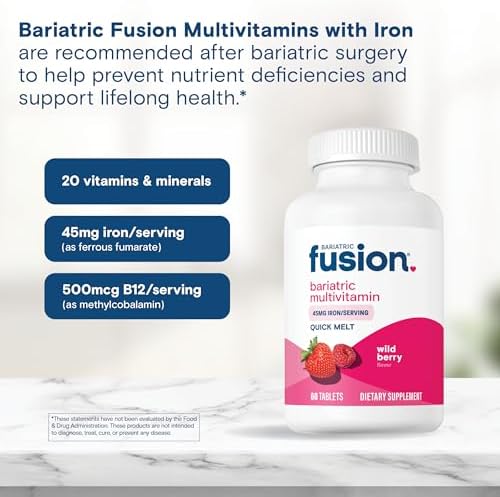 Multivitamínico Bariátrico Fusion con Hierro | Vitaminas Sin Azúcar para Manga Gástrica y Bypass Gástrico | Sabor a Frutos Rojos | 60 Tabletas de - imagen 5