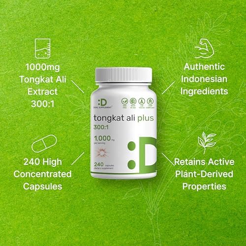Extracto de Tongkat Ali 300:1 con Hierba de Cabra Follona 1,100mg – Raíz de Eurycoma Longifolia – Suplemento Herbal Extra Fuerte para Energía - imagen 4