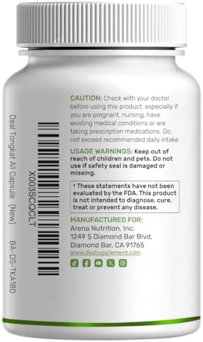 Extracto de Tongkat Ali 300:1 con Hierba de Cabra Follona 1,100mg – Raíz de Eurycoma Longifolia – Suplemento Herbal Extra Fuerte para Energía - imagen 8