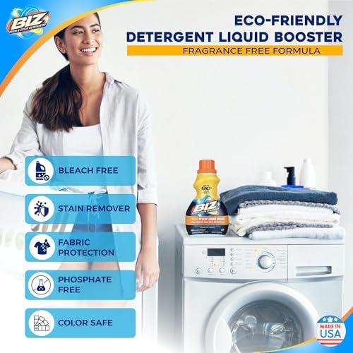 Biz Detergente Líquido para Ropa, Eliminador de Manchas y Olores, Ideal para Manchas Difíciles como Sudor y Grasa, 2 Paquetes de 100 fl oz Total, - imagen 2