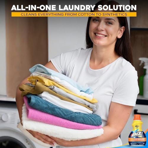 Biz Detergente Líquido para Ropa, Eliminador de Manchas y Olores, Ideal para Manchas Difíciles como Sudor y Grasa, 2 Paquetes de 100 fl oz Total, - imagen 3