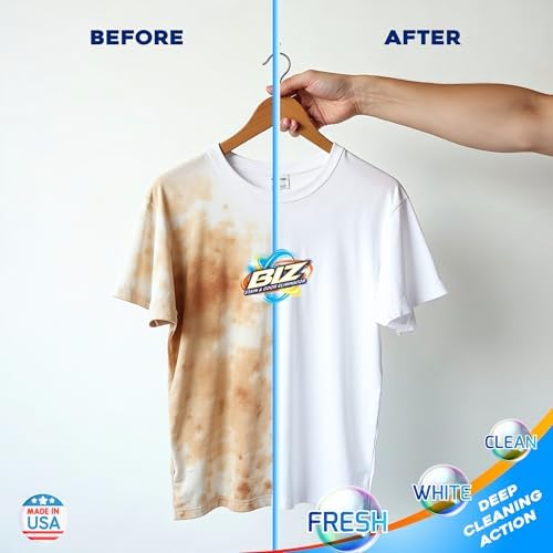 Biz Detergente Líquido para Ropa, Eliminador de Manchas y Olores, Ideal para Manchas Difíciles como Sudor y Grasa, 2 Paquetes de 100 fl oz Total, - imagen 4