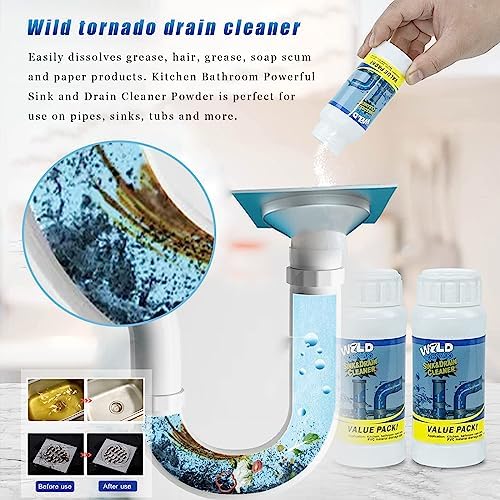 Drenaje Poderoso Wild Tornado Pipe Dredge, Limpiador de Desagües Espumoso Rápido para Cocina y Tuberías - imagen 2
