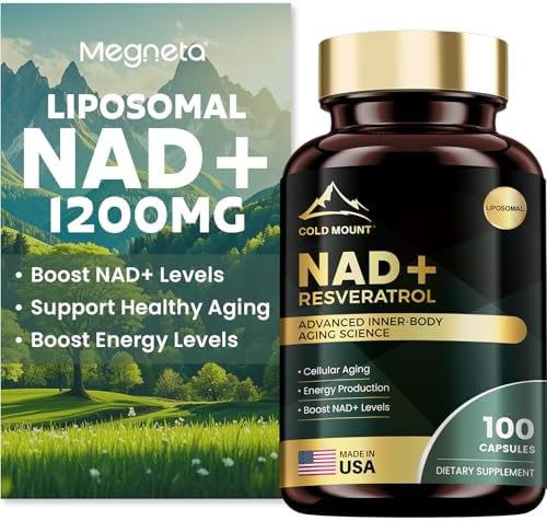 Suplemento Liposomal de NAD+ MEGNETA 1200mg con Trans Resveratrol - Aumenta Niveles de NAD+, Energía y Soporte Antienvejecimiento - Vegano, 100 - imagen 1
