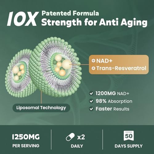 Suplemento Liposomal de NAD+ MEGNETA 1200mg con Trans Resveratrol - Aumenta Niveles de NAD+, Energía y Soporte Antienvejecimiento - Vegano, 100 - imagen 3