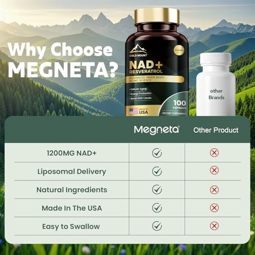 Suplemento Liposomal de NAD+ MEGNETA 1200mg con Trans Resveratrol - Aumenta Niveles de NAD+, Energía y Soporte Antienvejecimiento - Vegano, 100 - imagen 6
