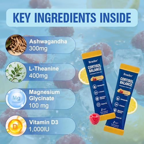 Mezcla en Polvo Calm para Reducir Cortisol, Suplemento para Dormir con Magnesio, Ashwagandha, L-Teanina y Vitamina D3, 30 Sobres (Limonada de - imagen 3