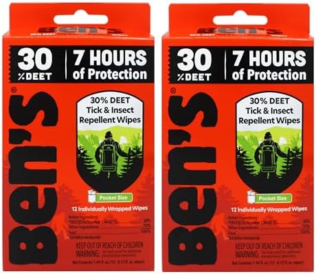 Toallitas Repelentes de Insectos Ben's 30 DEET para Mosquitos y Garrapatas - Paquete de 24 Unidades - imagen 1