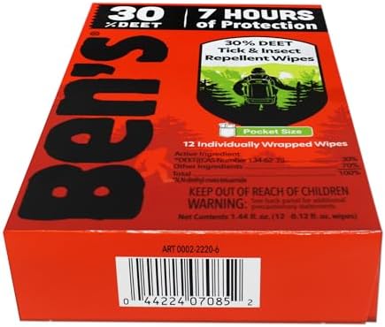 Toallitas Repelentes de Insectos Ben's 30 DEET para Mosquitos y Garrapatas - Paquete de 24 Unidades - imagen 3