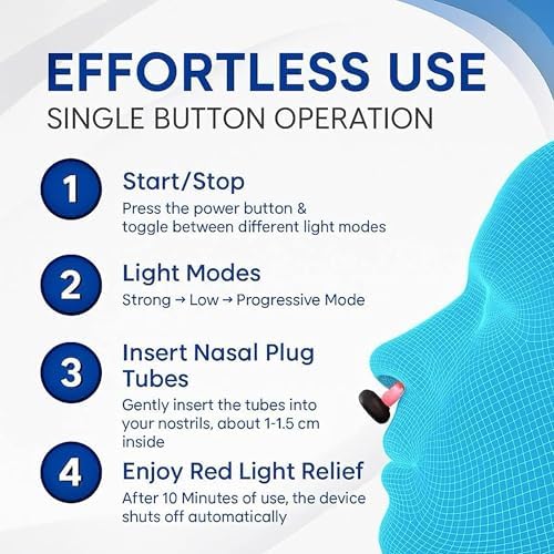 Dispositivo de Terapia Nasal de Luz Roja, Alivio Suave para Resfriados, Terapia Portátil para Uso Diario en Casa y Viajes - imagen 6