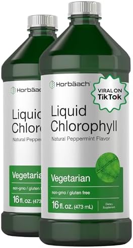 Gotas Líquidas de Clorofila Horbäach | 100mg | 32 oz (2 Botellas de 16 oz) | Sabor Natural a Menta | Suplemento Vegetariano, No GMO, Sin Gluten - imagen 1