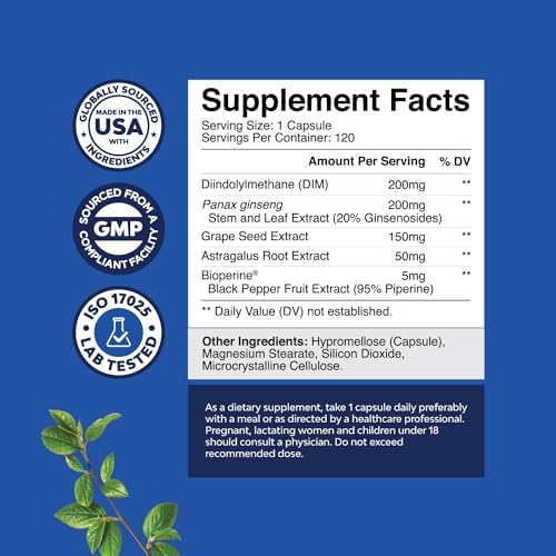 Suplemento DIM de Natures Craft para Hombres - Bloqueador de Estrógenos para Equilibrio Hormonal y Salud Prostática - Complejo de Diindolilmetano con - imagen 3