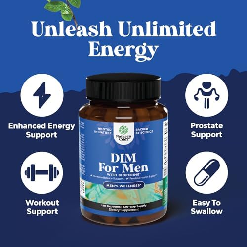 Suplemento DIM de Natures Craft para Hombres - Bloqueador de Estrógenos para Equilibrio Hormonal y Salud Prostática - Complejo de Diindolilmetano con - imagen 4