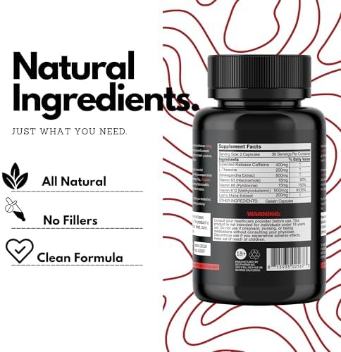 Píldoras de Energía Extrema Beast Mind de Liberación Prolongada | 400mg de Cafeína XR | 600mg de Ashwagandha | 200mg de Melena de León, Aumenta - imagen 3