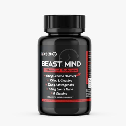 Píldoras de Energía Extrema Beast Mind de Liberación Prolongada | 400mg de Cafeína XR | 600mg de Ashwagandha | 200mg de Melena de León, Aumenta - imagen 7