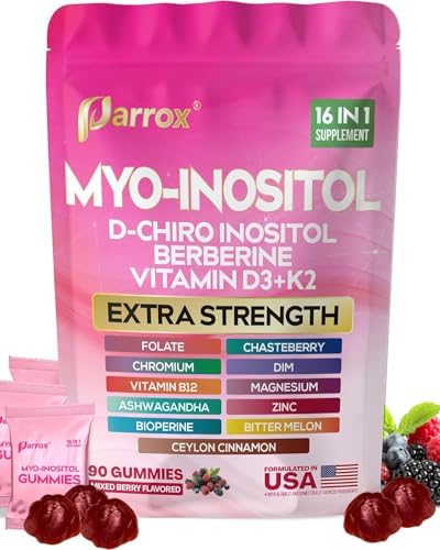 Gomitas de Myo-Inositol y D-Chiro Inositol con Berberina, Vitaminas D3+K2, B12, Folato, Zinc, Magnesio, Ashwagandha, Vitex, Bioperina, DIM - - imagen 1