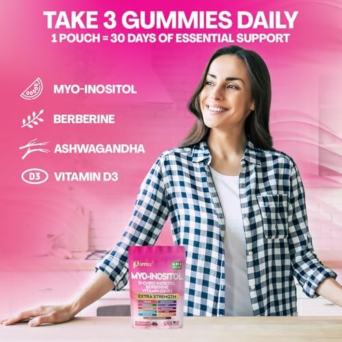 Gomitas de Myo-Inositol y D-Chiro Inositol con Berberina, Vitaminas D3+K2, B12, Folato, Zinc, Magnesio, Ashwagandha, Vitex, Bioperina, DIM - - imagen 6
