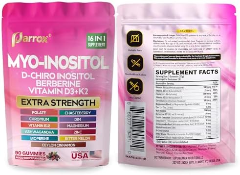 Gomitas de Myo-Inositol y D-Chiro Inositol con Berberina, Vitaminas D3+K2, B12, Folato, Zinc, Magnesio, Ashwagandha, Vitex, Bioperina, DIM - - imagen 8