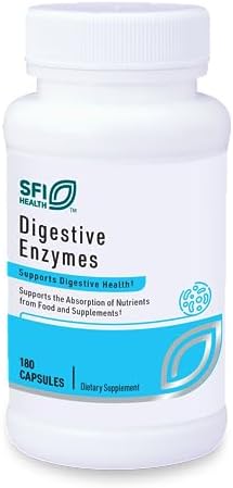 Klaire Labs SFI Health Enzimas Digestivas - Suplementos para la Salud Intestinal con Lipasa, Amilasa y Proteasa - 180 Cápsulas para Mejorar la - imagen 1