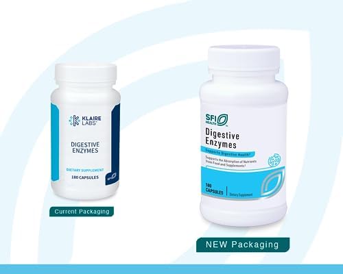 Klaire Labs SFI Health Enzimas Digestivas - Suplementos para la Salud Intestinal con Lipasa, Amilasa y Proteasa - 180 Cápsulas para Mejorar la - imagen 2