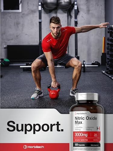 Suplemento de Óxido Nítrico Horbäach | 3000mg | 120 Cápsulas | Pre Entrenamiento con L Arginina y L Citrulina para Hombres y Mujeres | Fórmula Sin - imagen 6