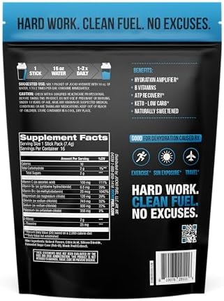 Jocko Fuel Hydrate - Paquetes de Electrolitos en Polvo Bajo en Azúcar para Hidratación y Recuperación (16 Paquetes) Sabor Fruta Punch con Vitaminas - imagen 2