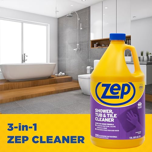 Limpiador para Ducha, Tina y Azulejos Zep 1 Galón ZUSTT128 (Caja de 2) - Fórmula Pro Sin Frotar que Elimina Acumulaciones Difíciles al Contacto - imagen 8