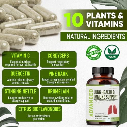 Suplemento para la Salud Pulmonar y Soporte Inmunológico - Limpieza y Desintoxicación Pulmonar con Vitaminas para la Inmunidad, Quercetina y - imagen 5
