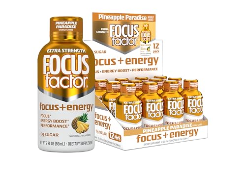 Focus Factor Shots Extra Fuertes - 12 Botellas de 2oz (Sabor Piña Paraíso) - Con Nootrópicos, Cafeína, L-Teanina y Más - imagen 2